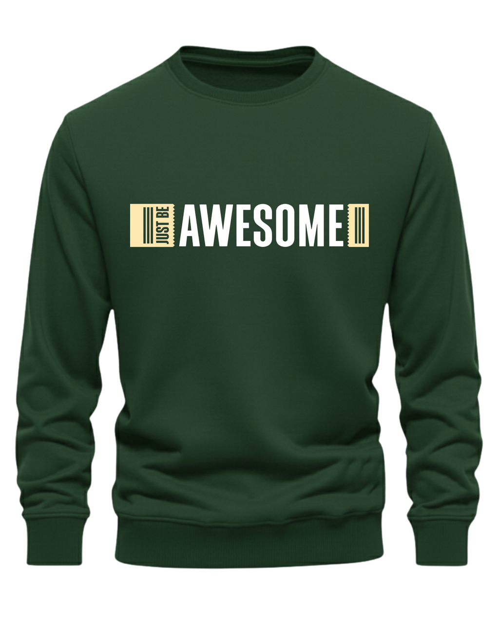 Bottle Green Men's Printed Sweatshirt – Warm and Stylish Fleece (Code 6043)