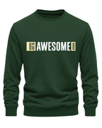 Bottle Green Men's Printed Sweatshirt – Warm and Stylish Fleece (Code 6043)