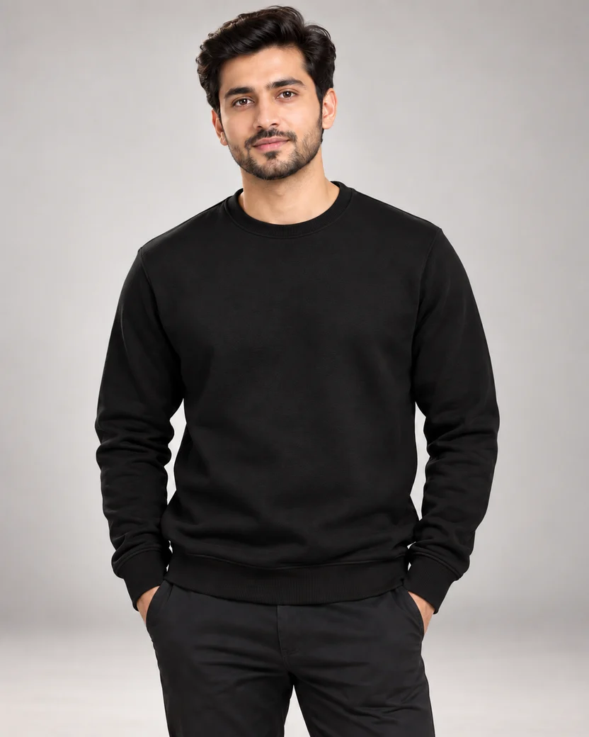 Black Men's Fleece Sweatshirt (Code 3033)