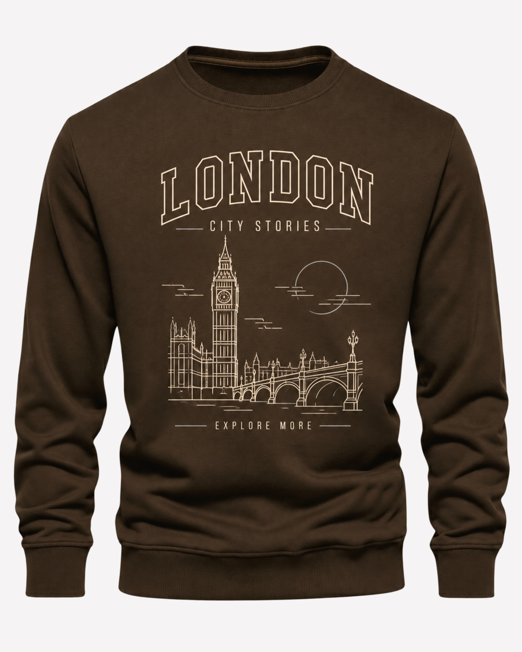 Brown Men's Printed Sweatshirt – Warm and Stylish Fleece (Code 6037)
