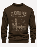 Brown Men's Printed Sweatshirt – Warm and Stylish Fleece (Code 6037)