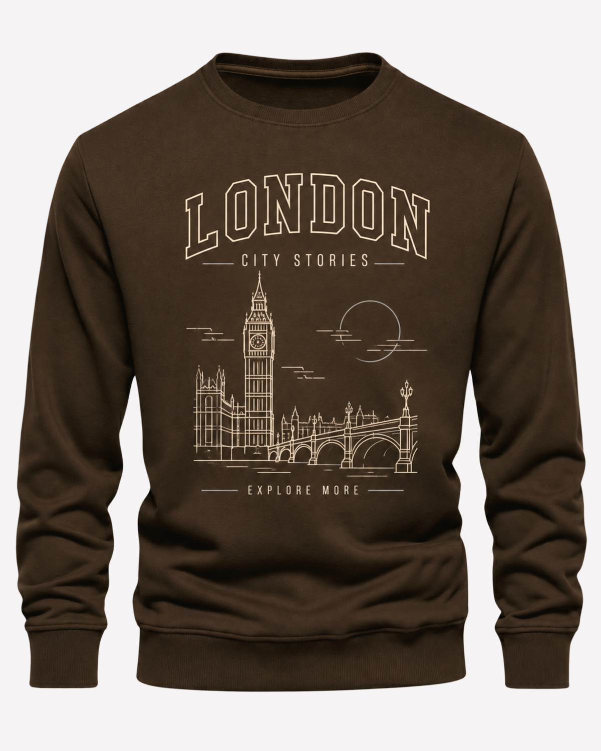 Brown Men's Printed Sweatshirt – Warm and Stylish Fleece (Code 6037)