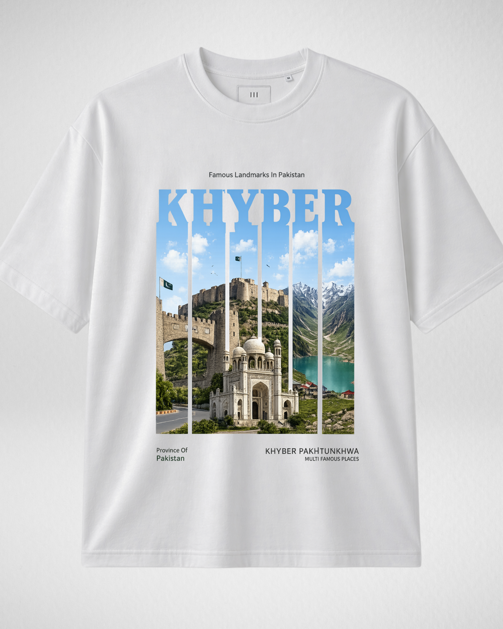 Khyber | Printed Drop Shoulder | White (Code 5370)