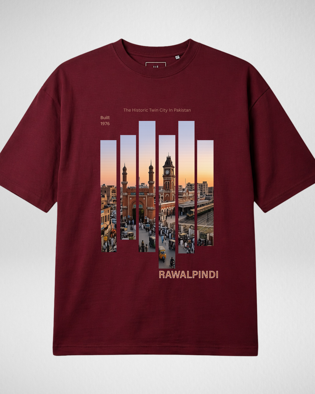 Rawalpindi | Printed Drop Shoulder | Maroon (Code 5371)