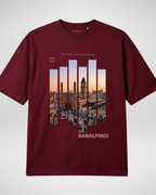 Rawalpindi | Printed Drop Shoulder | Maroon (Code 5371)