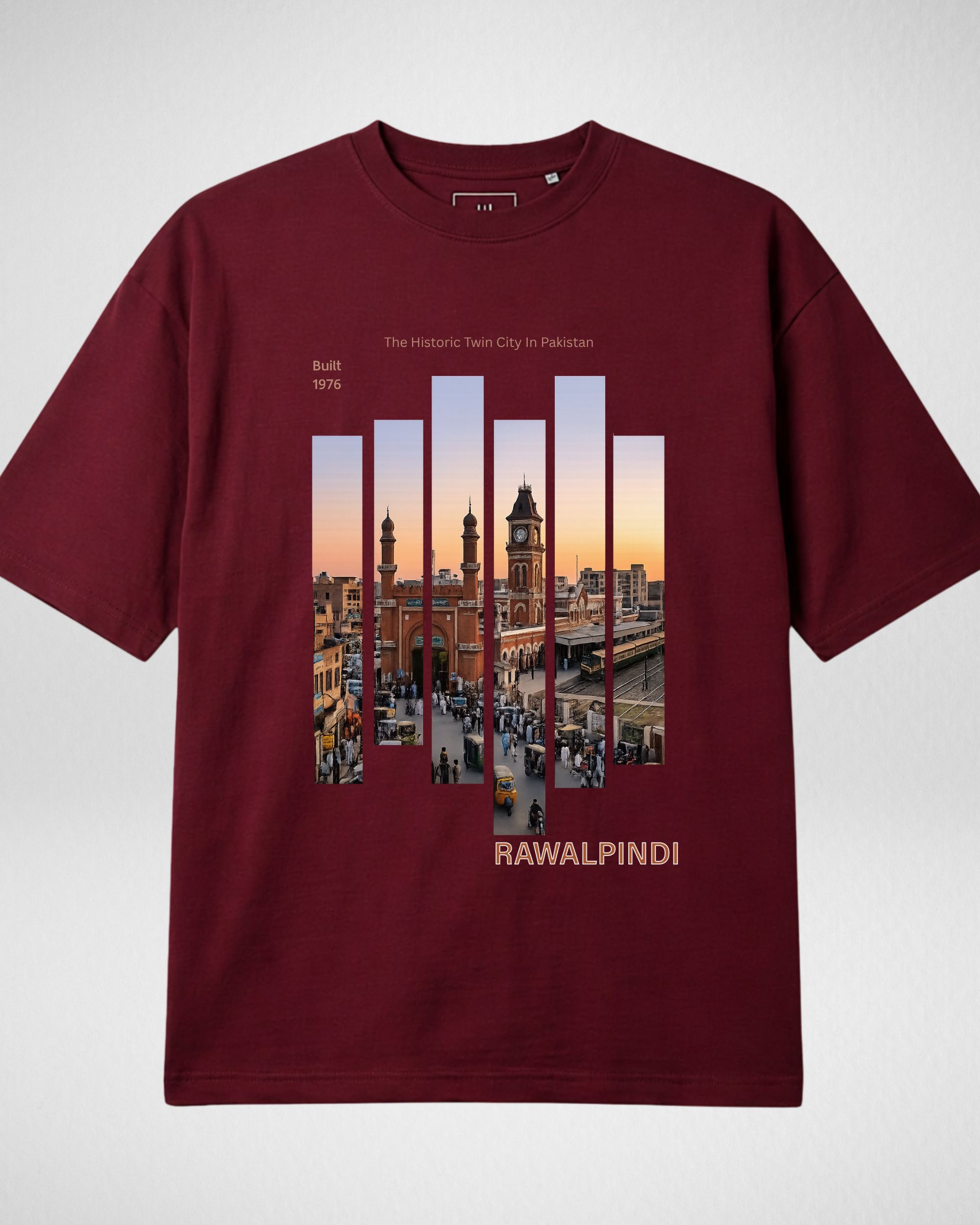 Rawalpindi | Printed Drop Shoulder | Maroon (Code 5371)