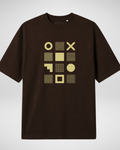 Geometric Grid | Drop Shoulder | Dark Brown (Code 5375)