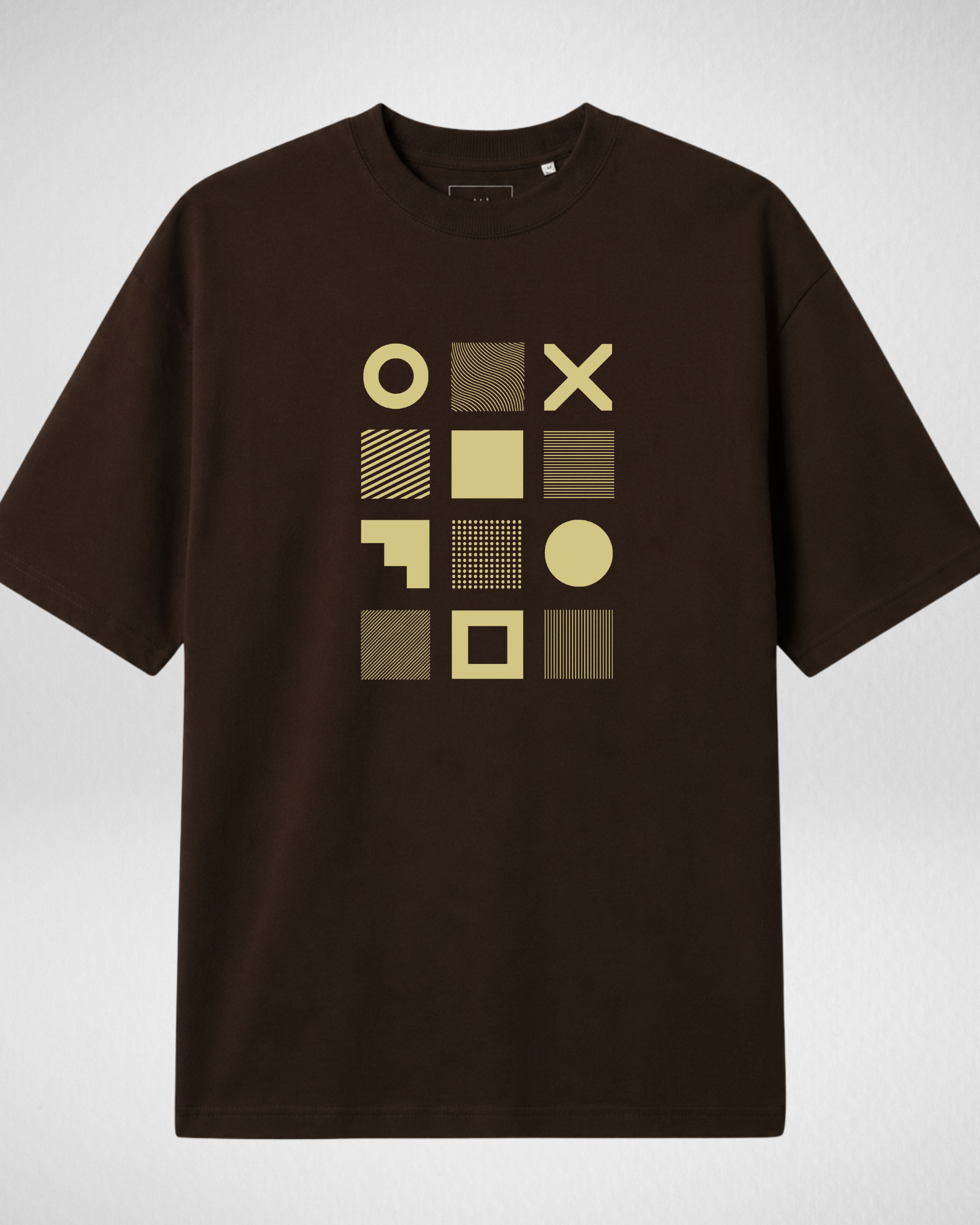 Geometric Grid | Drop Shoulder | Dark Brown (Code 5375)