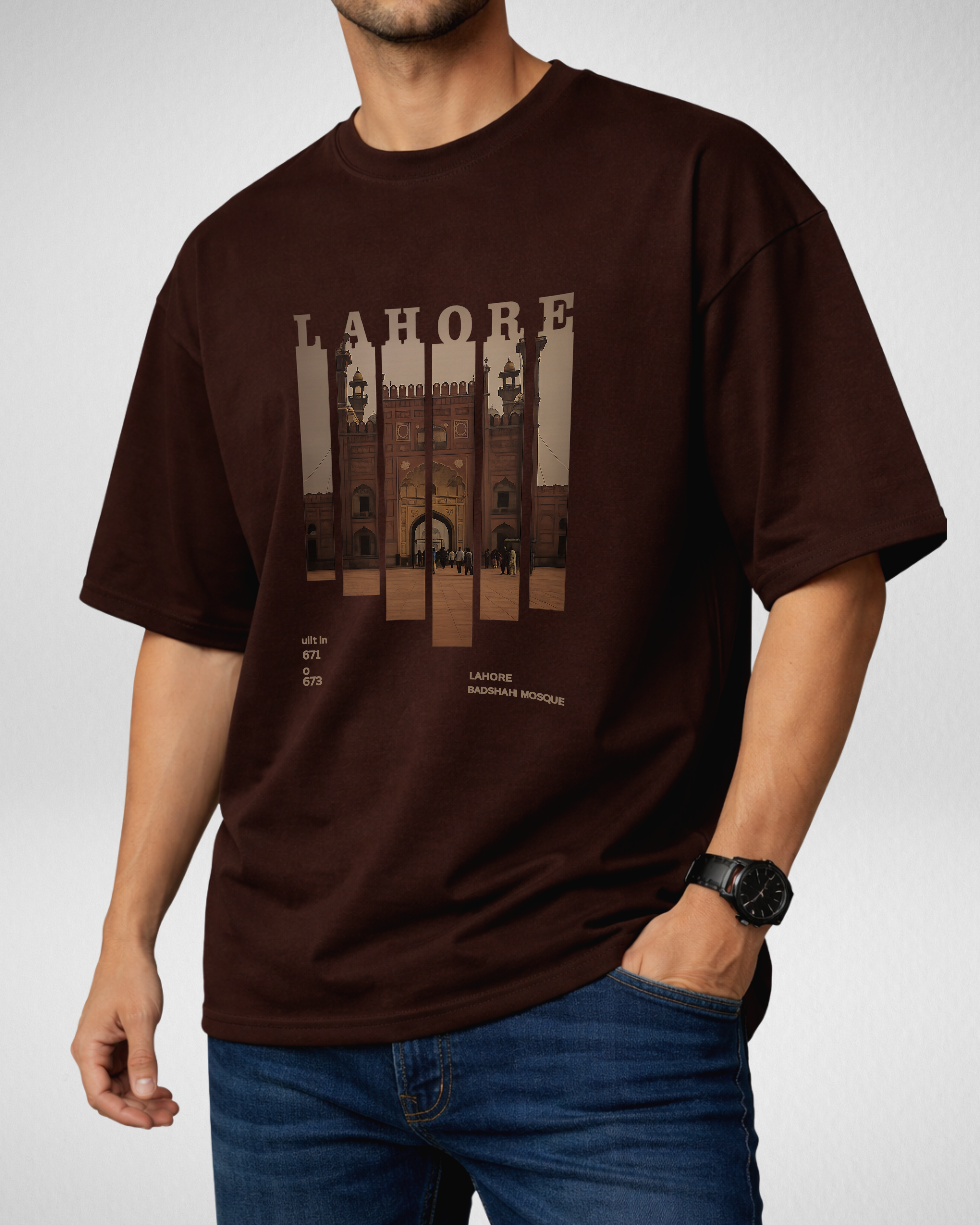 Premium | Printed Drop Shoulder | Dark Brown | (Code 5302)