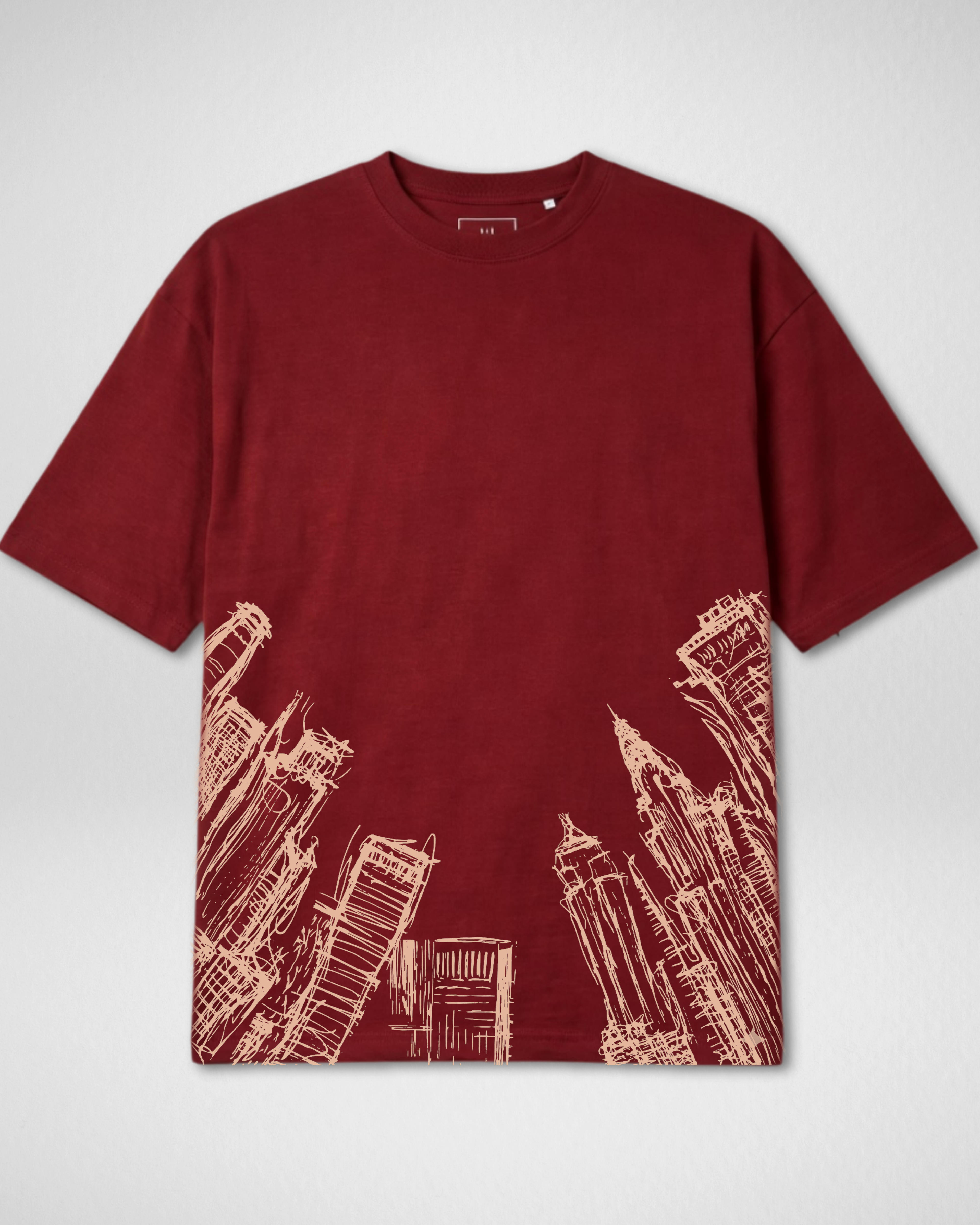 Premium | Printed Drop Shoulder | Maroon | (Code 4907)