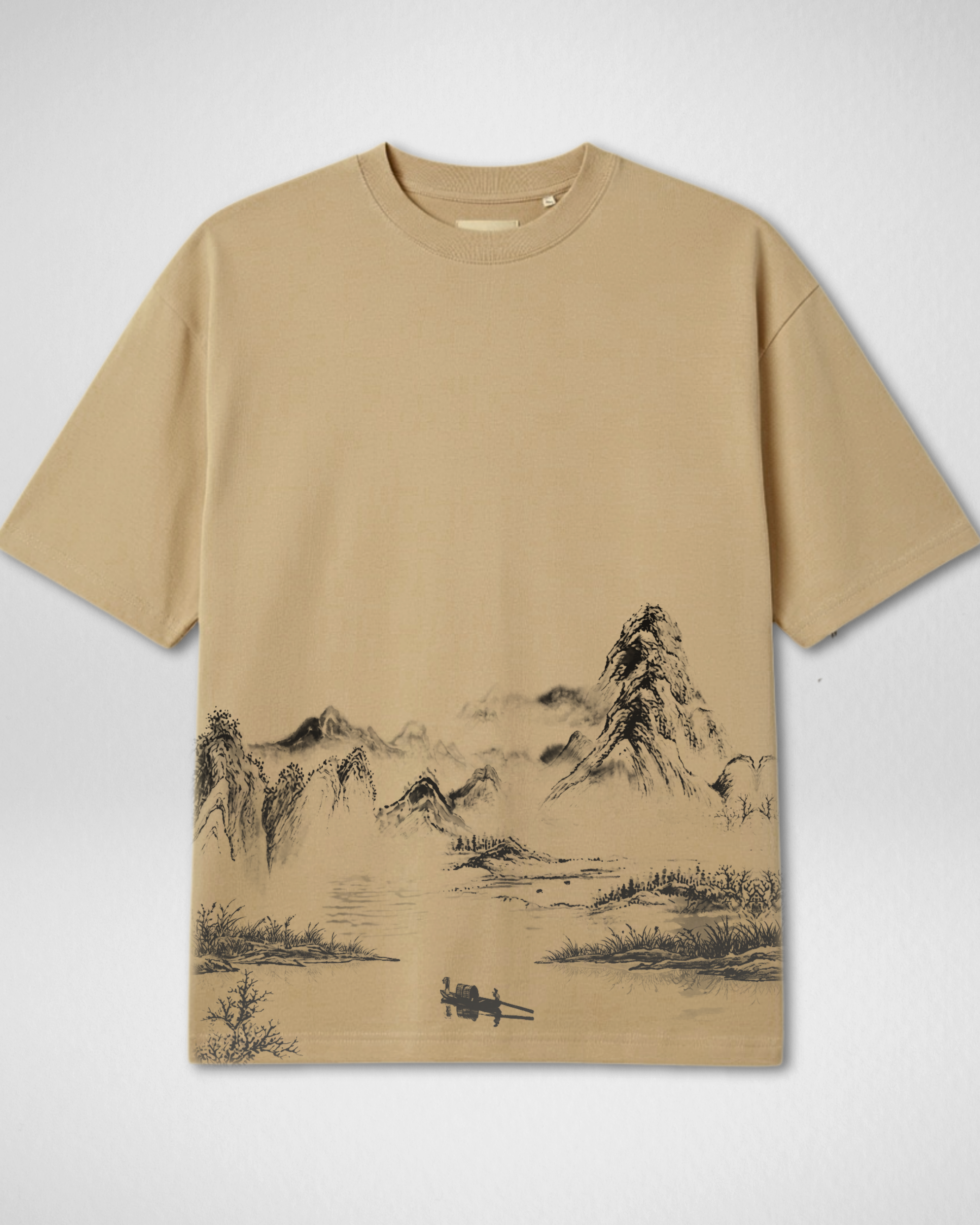 Premium | Printed Drop Shoulder | Beige | (Code 4903)