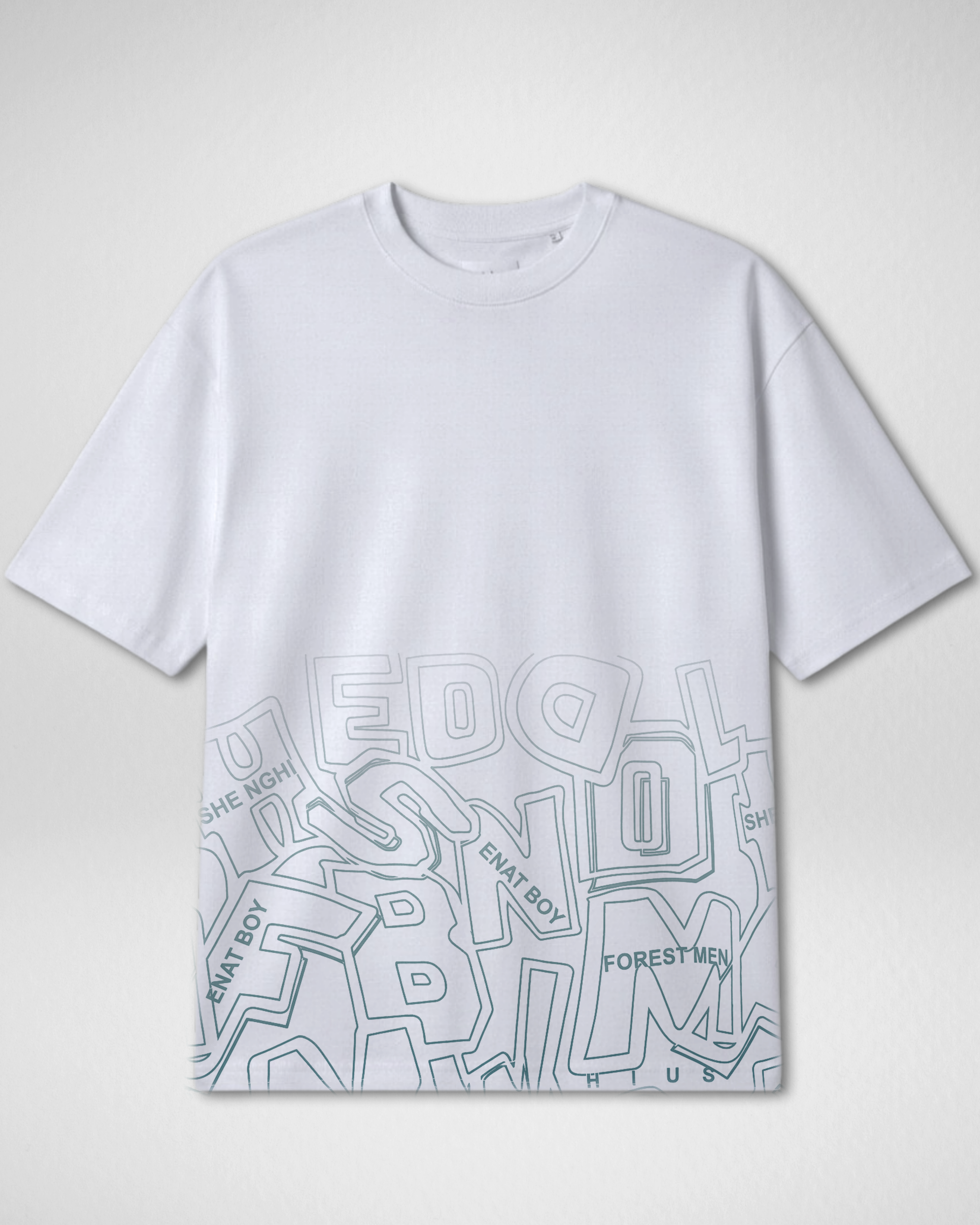 Premium | Printed Drop Shoulder | White | (Code 4902)