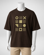 Geometric Grid | Drop Shoulder | Dark Brown (Code 5375)