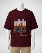 Rawalpindi | Printed Drop Shoulder | Maroon (Code 5371)