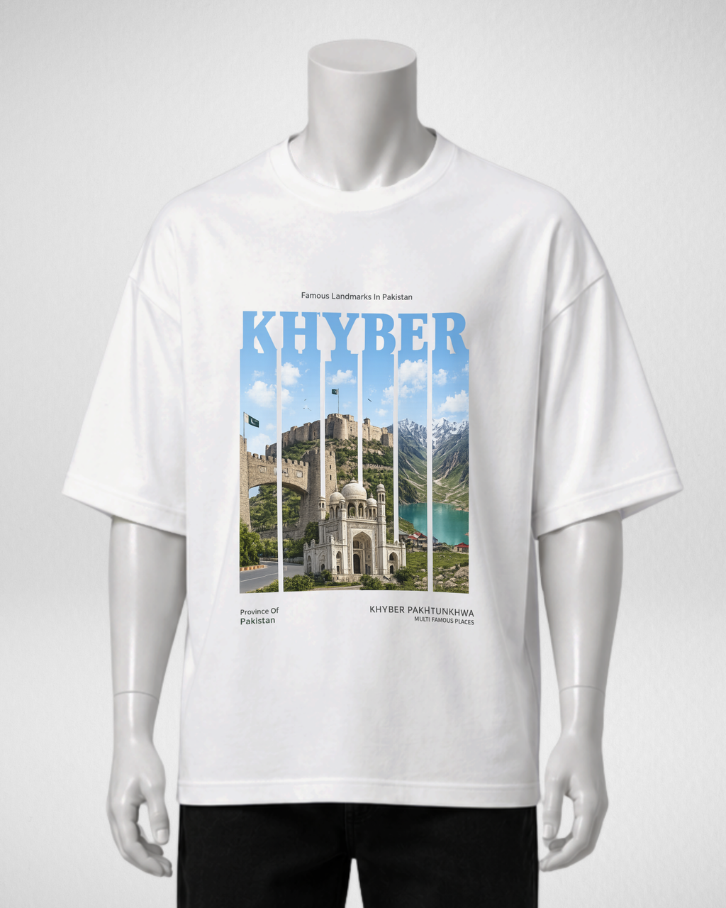 Khyber | Printed Drop Shoulder | White (Code 5370)