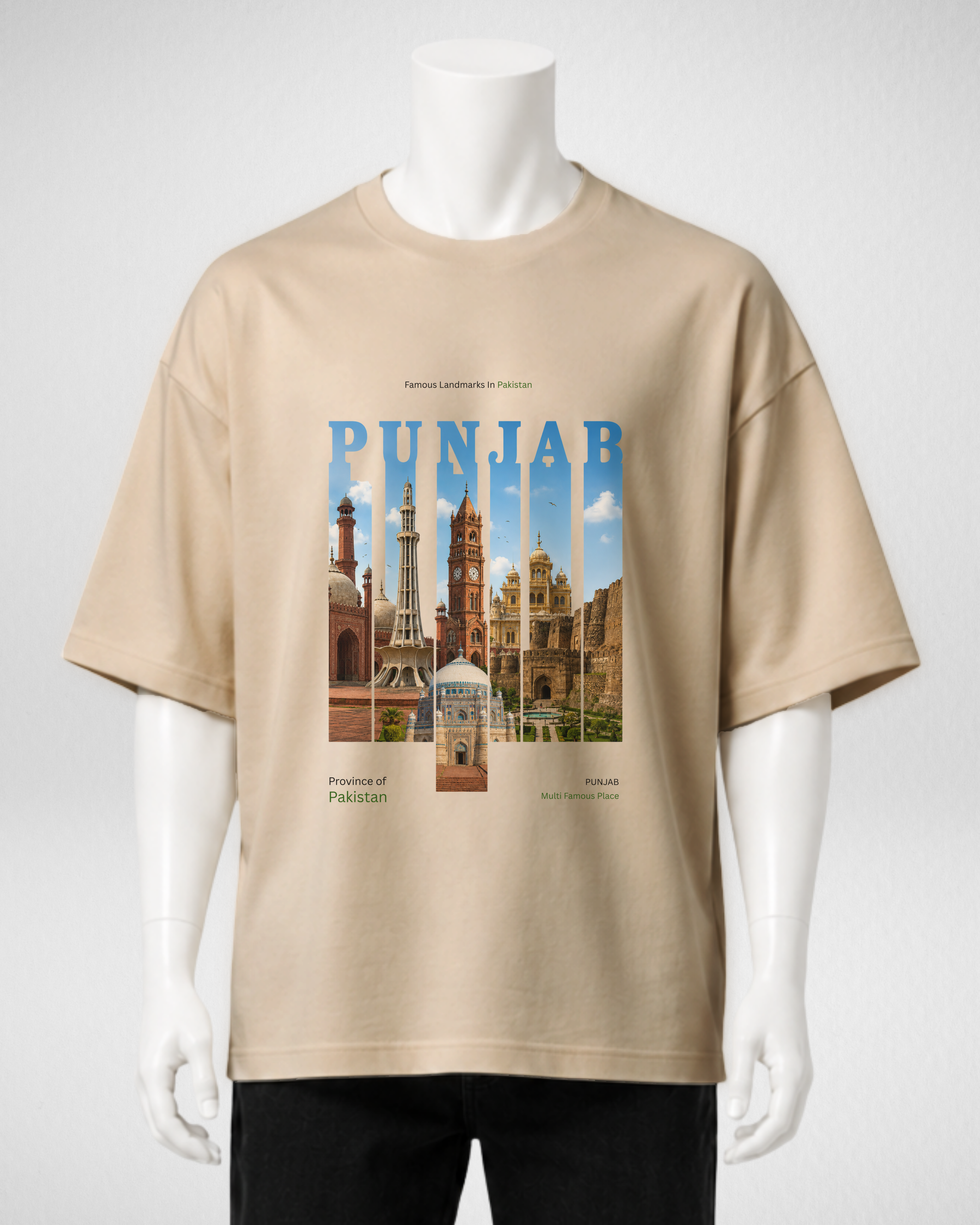 Punjab | Printed Drop Shoulder | Beige (Code 5369)