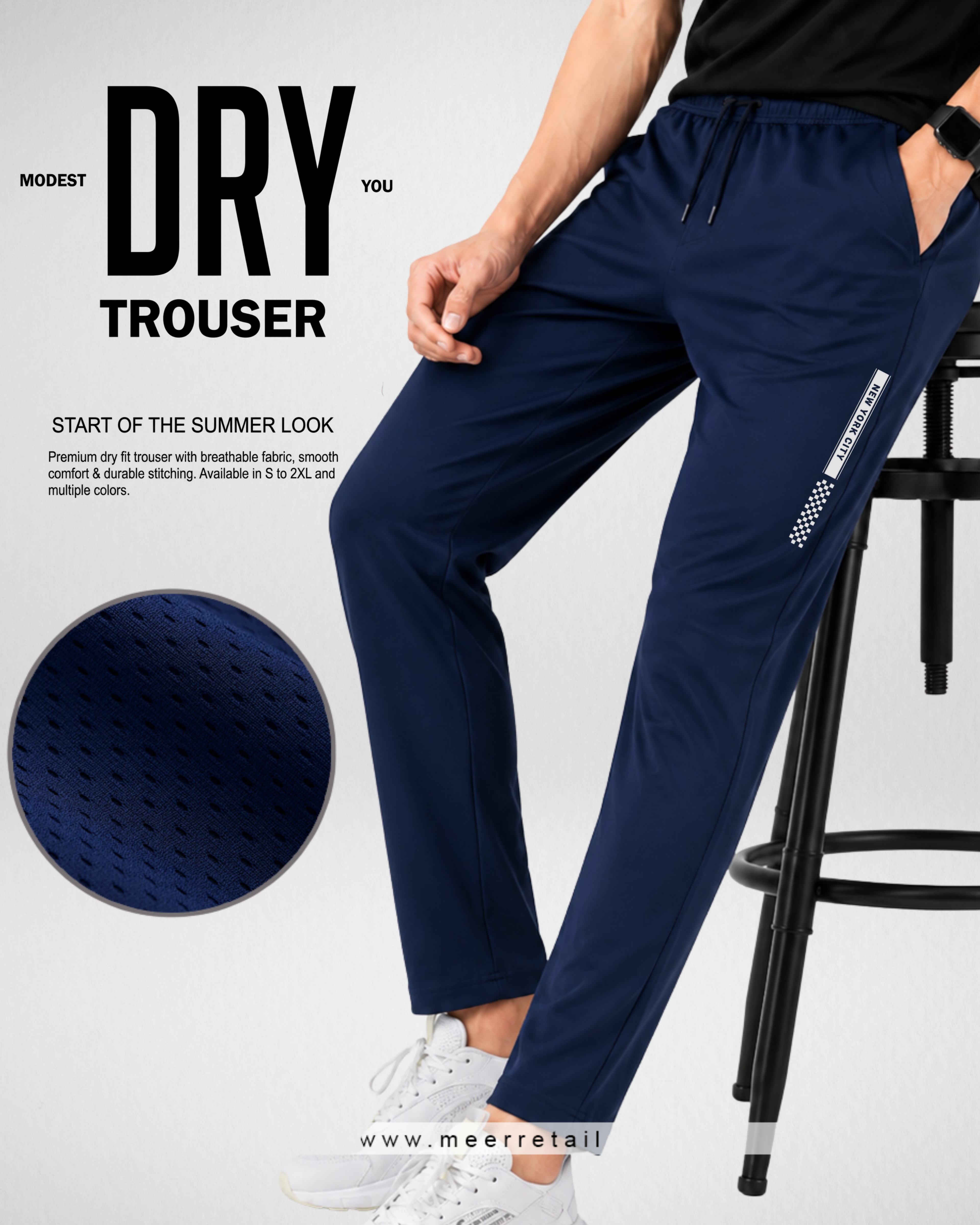 New York City| Dry Fit Trouser | Navy Blue (Code 4586)