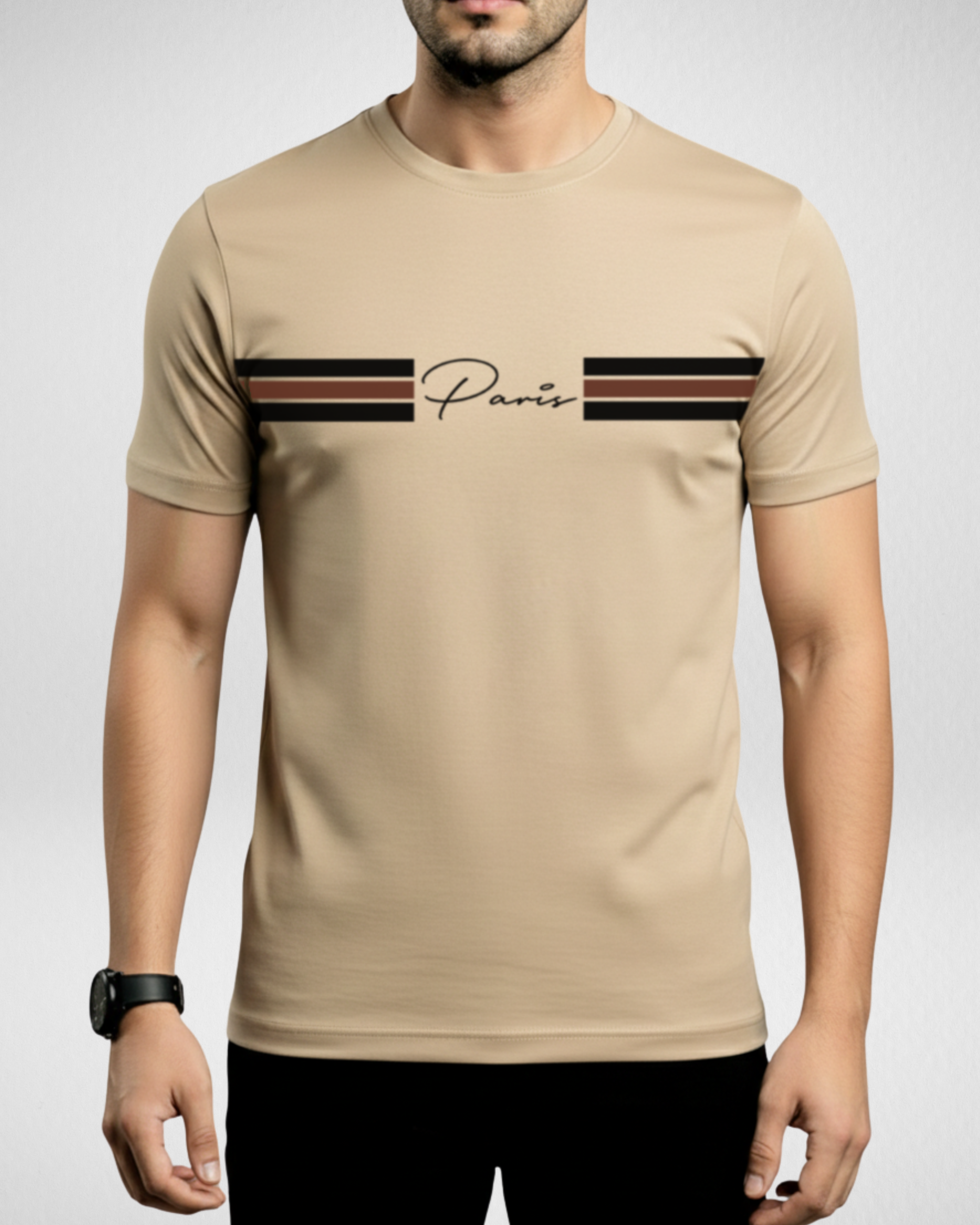 Paris | Printed T-Shirt | Beige (Code 4668)