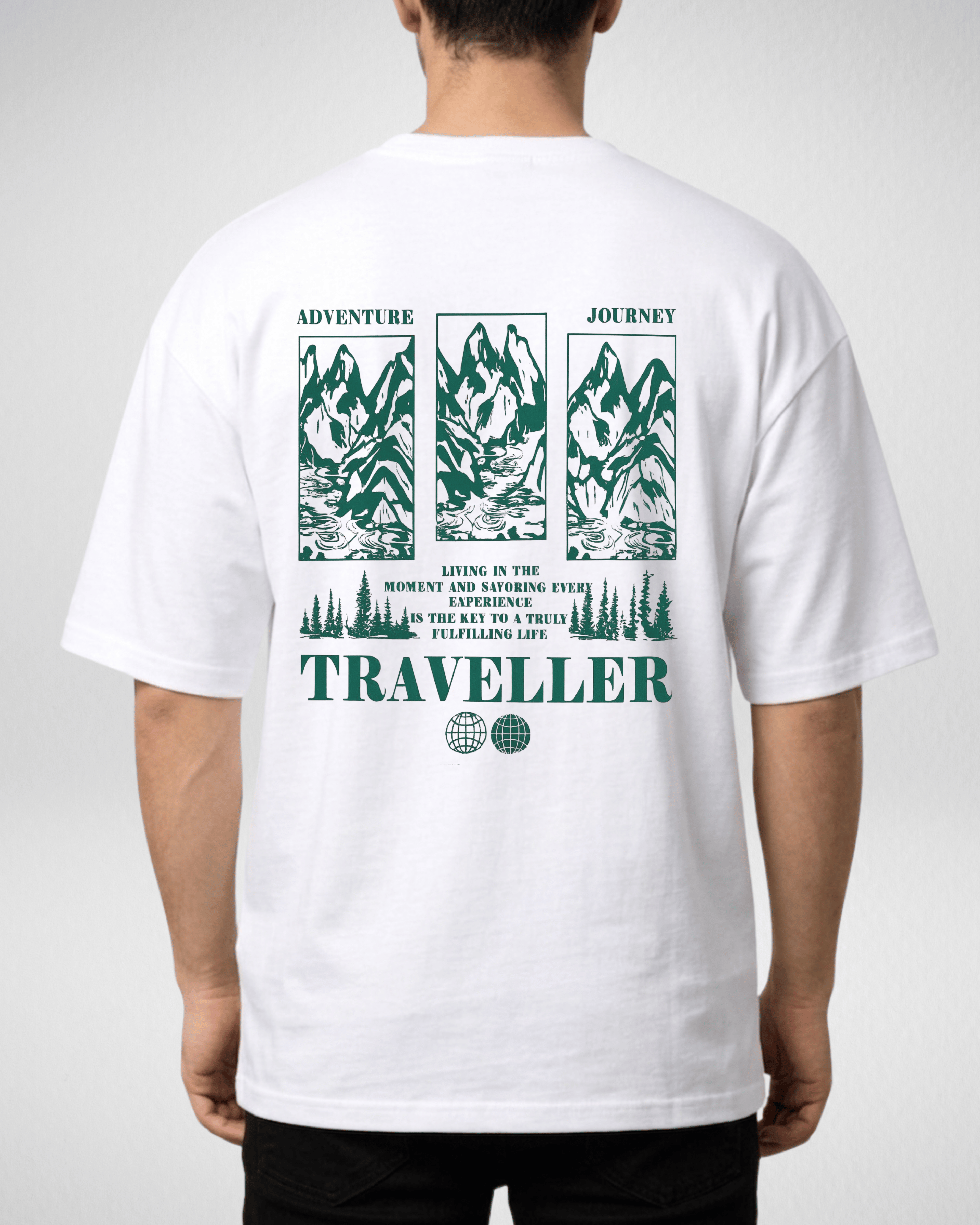 Premium | Printed Drop Shoulder | White | (Code 4882)