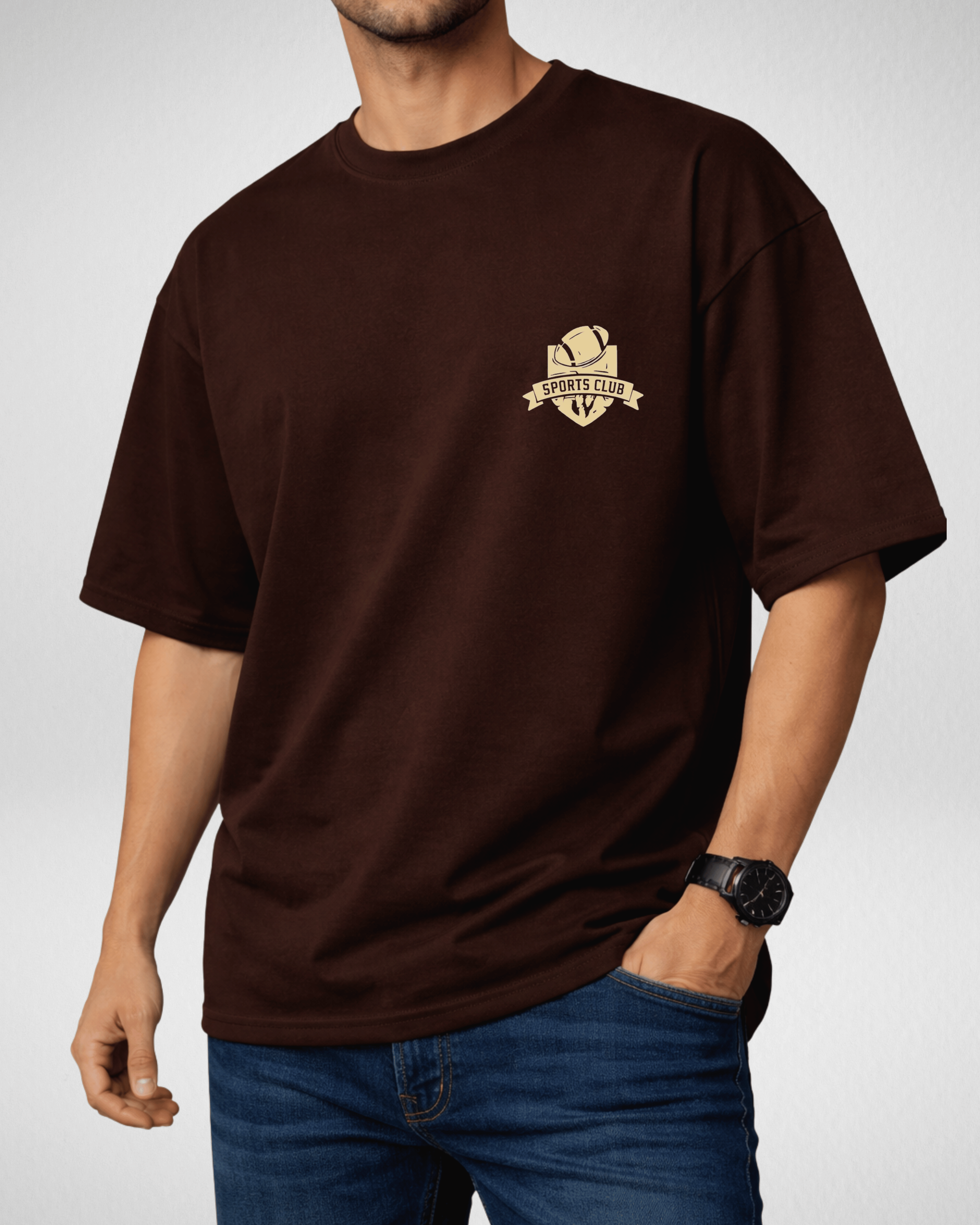 Premium | Printed Drop Shoulder | Dark Brown | (Code 4891)