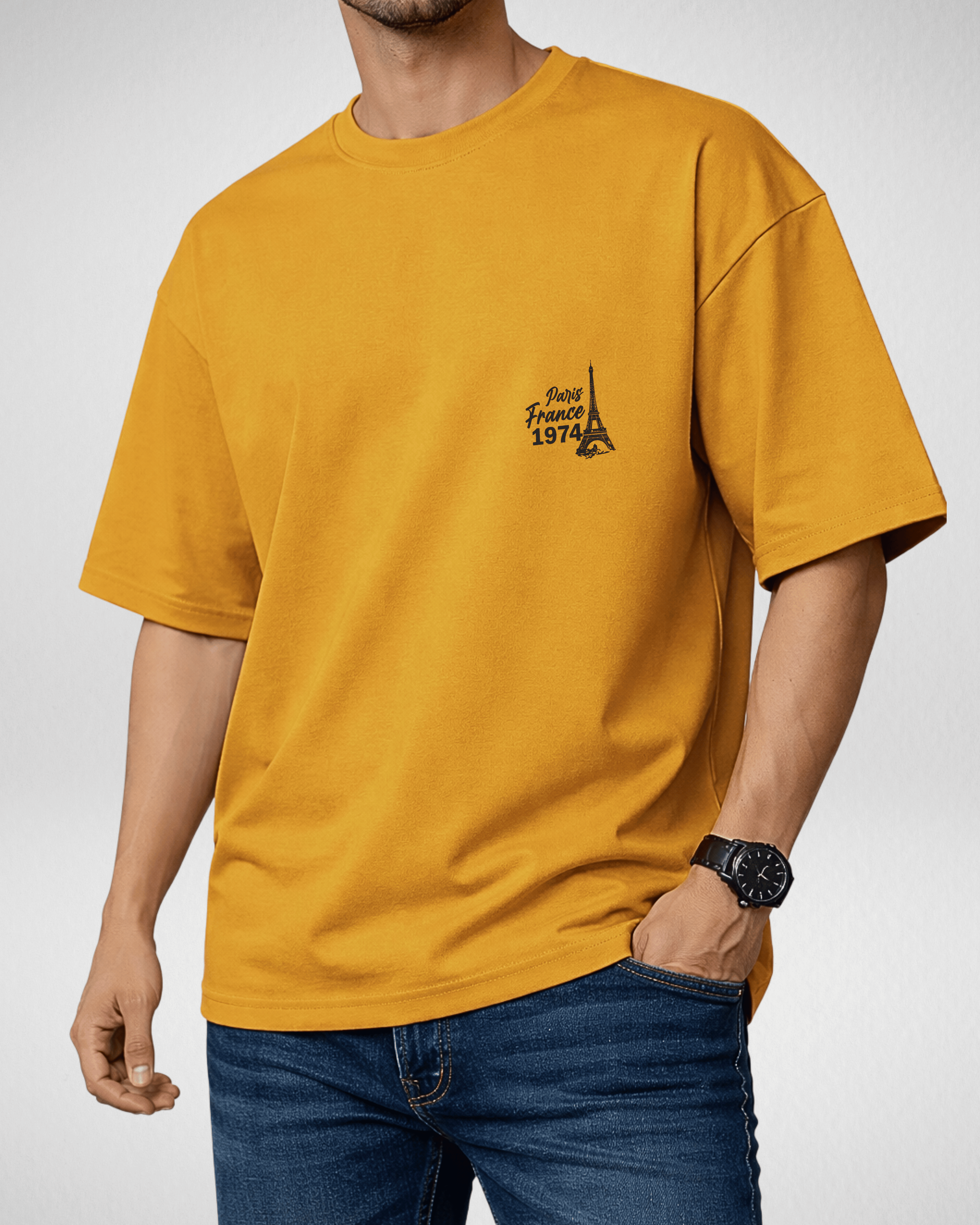 Premium | Printed Drop Shoulder | Mustard | (Code 4888)