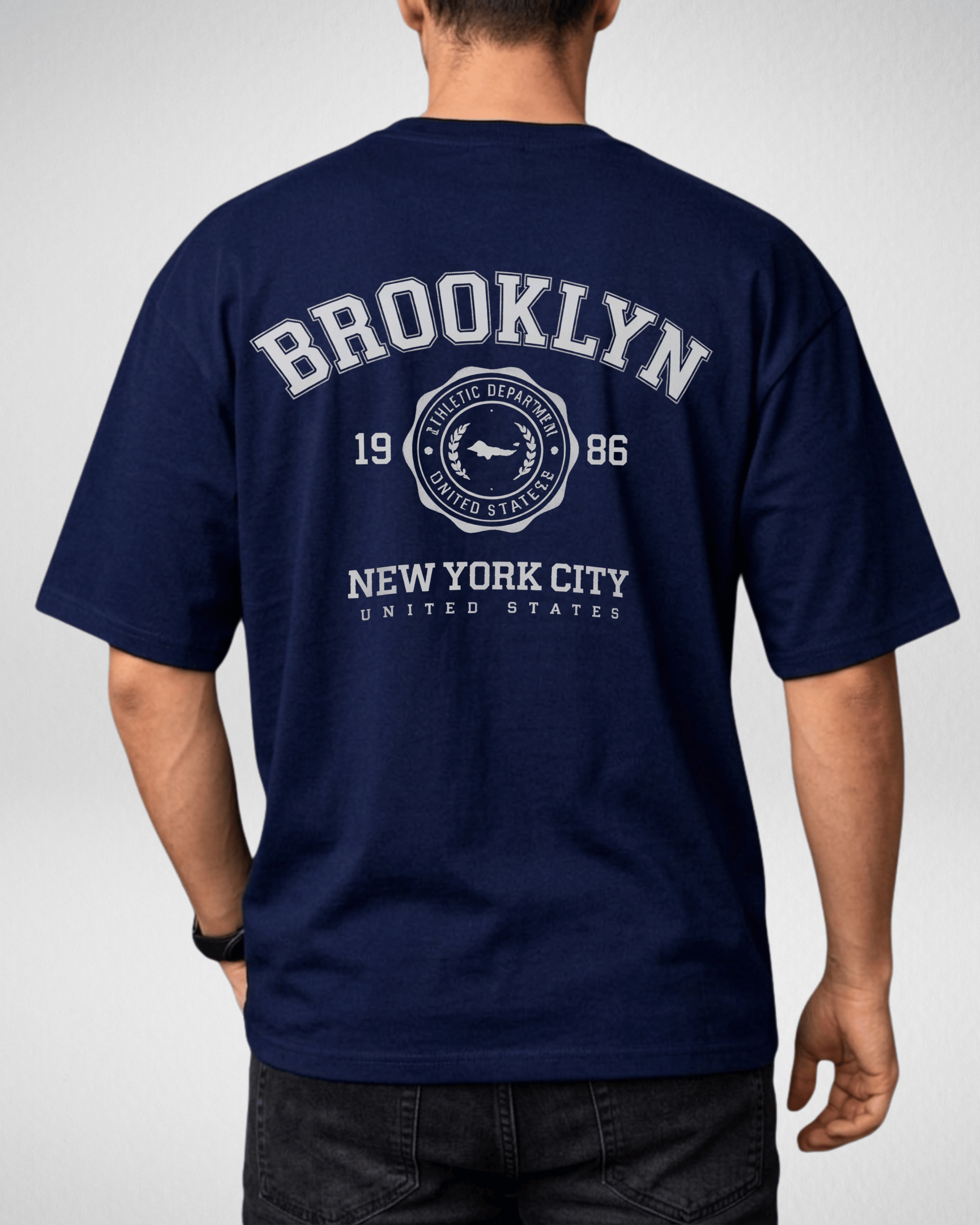 Premium | Printed Drop Shoulder | Navy Blue | (Code 4885)