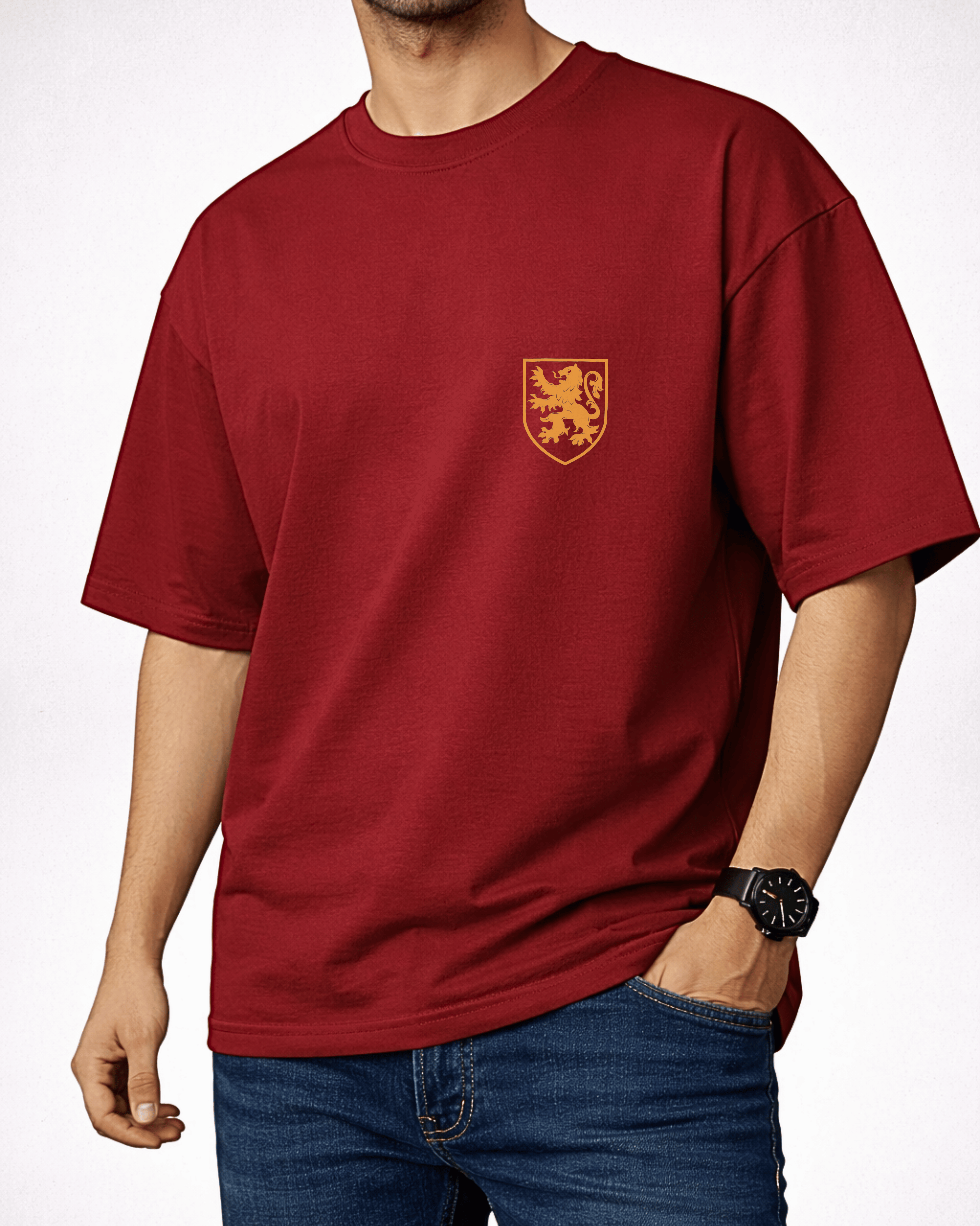 Premium | Printed Drop Shoulder | Maroon | (Code 4894)