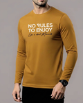 Mustard Printed Men’s Full Sleeves Tee – Jersey Fabric, Classic Fit, Everyday Comfort (Code 5854)
