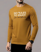 Mustard Printed Men’s Full Sleeves Tee – Jersey Fabric, Classic Fit, Everyday Comfort (Code 5854)