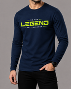 Navy Blue Printed Men’s Full Sleeves Tee – Jersey Fabric, Classic Fit, Everyday Comfort (Code 5849)