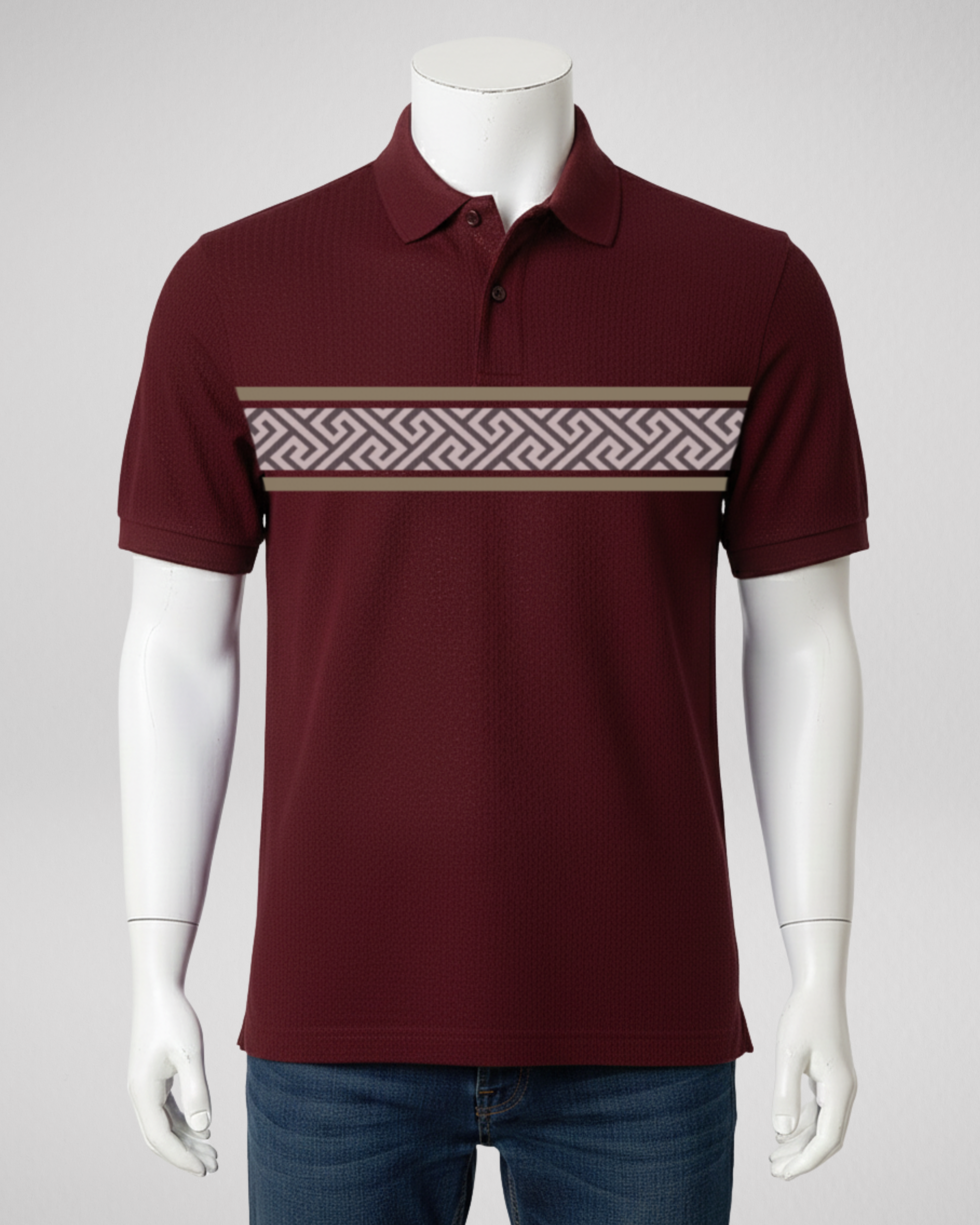 Greek Key | Polo | Maroon (Code 4659)
