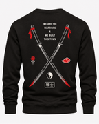 Black Men's Back Printed Sweatshirt – Warm and Stylish Fleece (Code 6052)