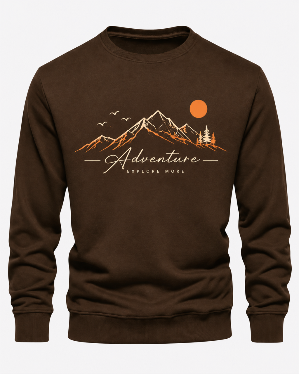 Brown Men's Printed Sweatshirt – Warm and Stylish Fleece (Code 6054)