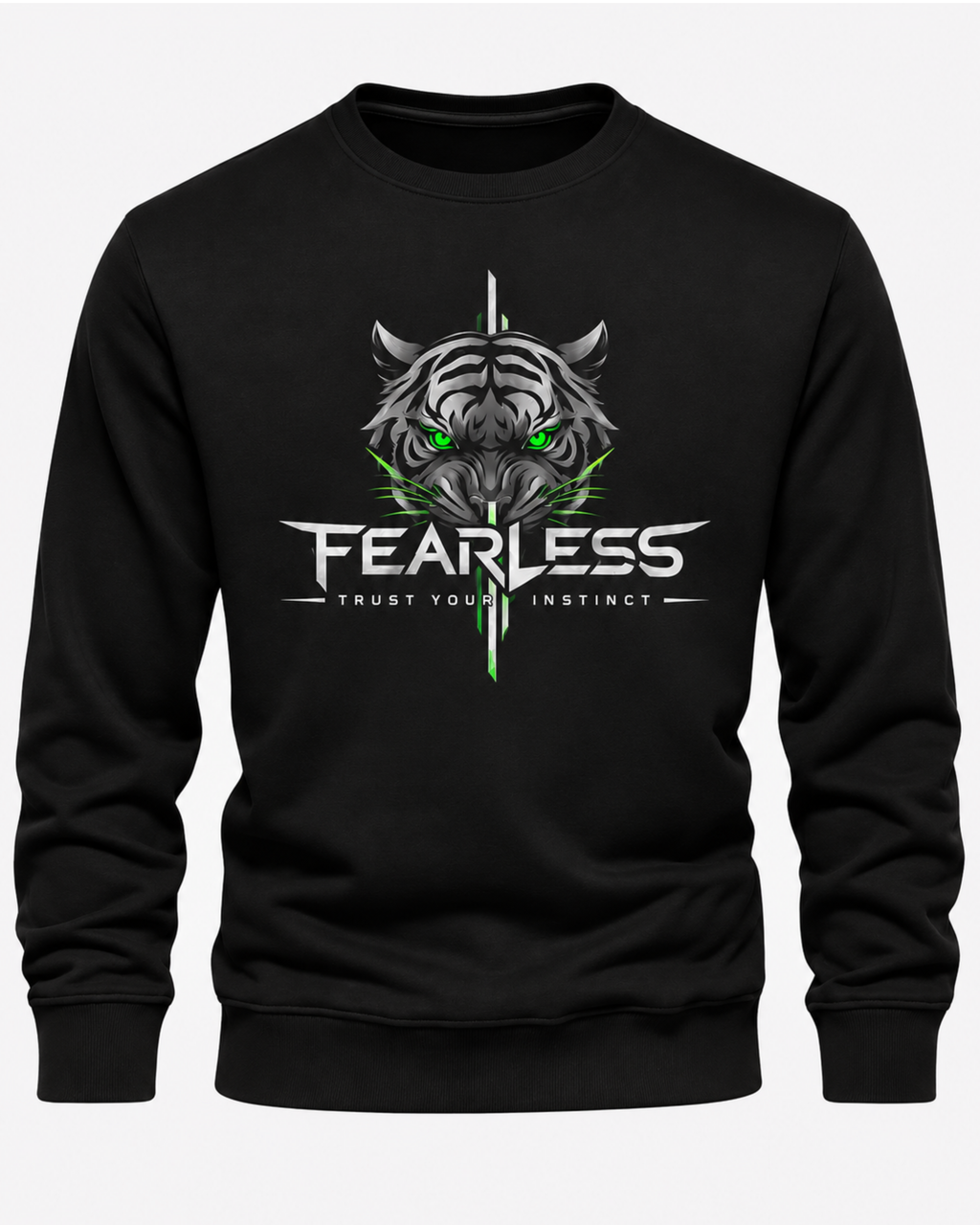Black Men's Printed Sweatshirt – Warm and Stylish Fleece (Code 6055)