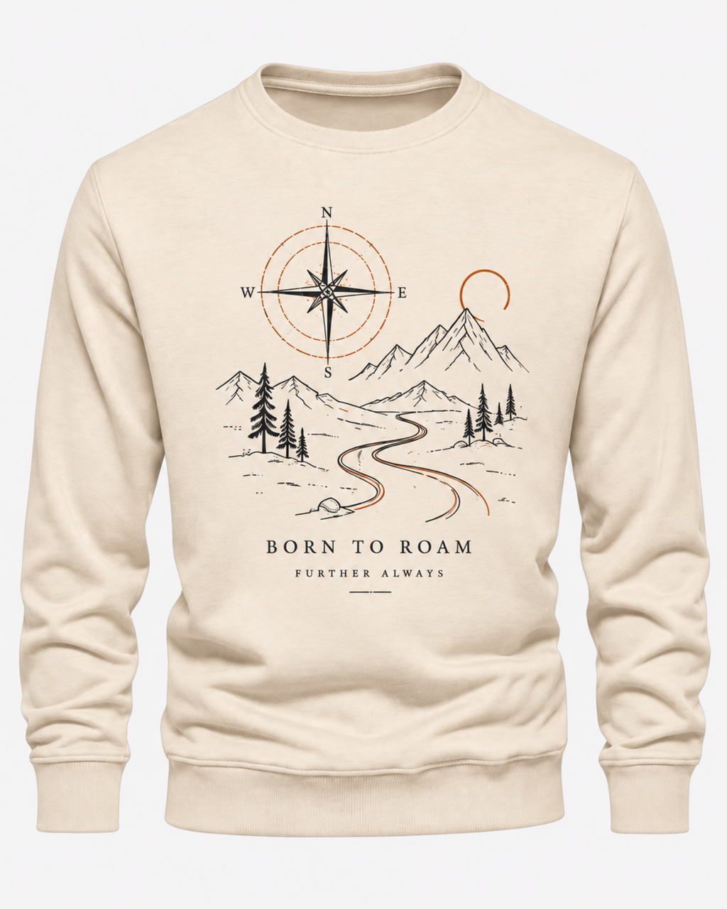Cream Men's Printed Sweatshirt – Warm and Stylish Fleece (Code 6059)