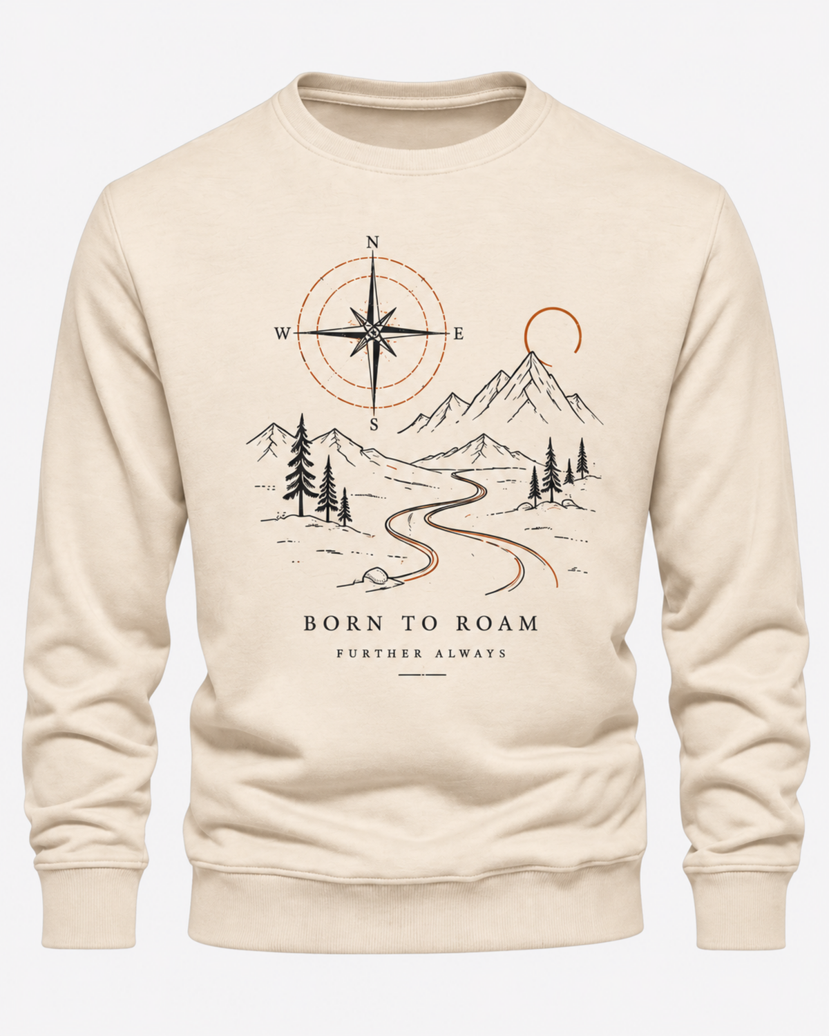 Cream Men's Printed Sweatshirt – Warm and Stylish Fleece (Code 6059)