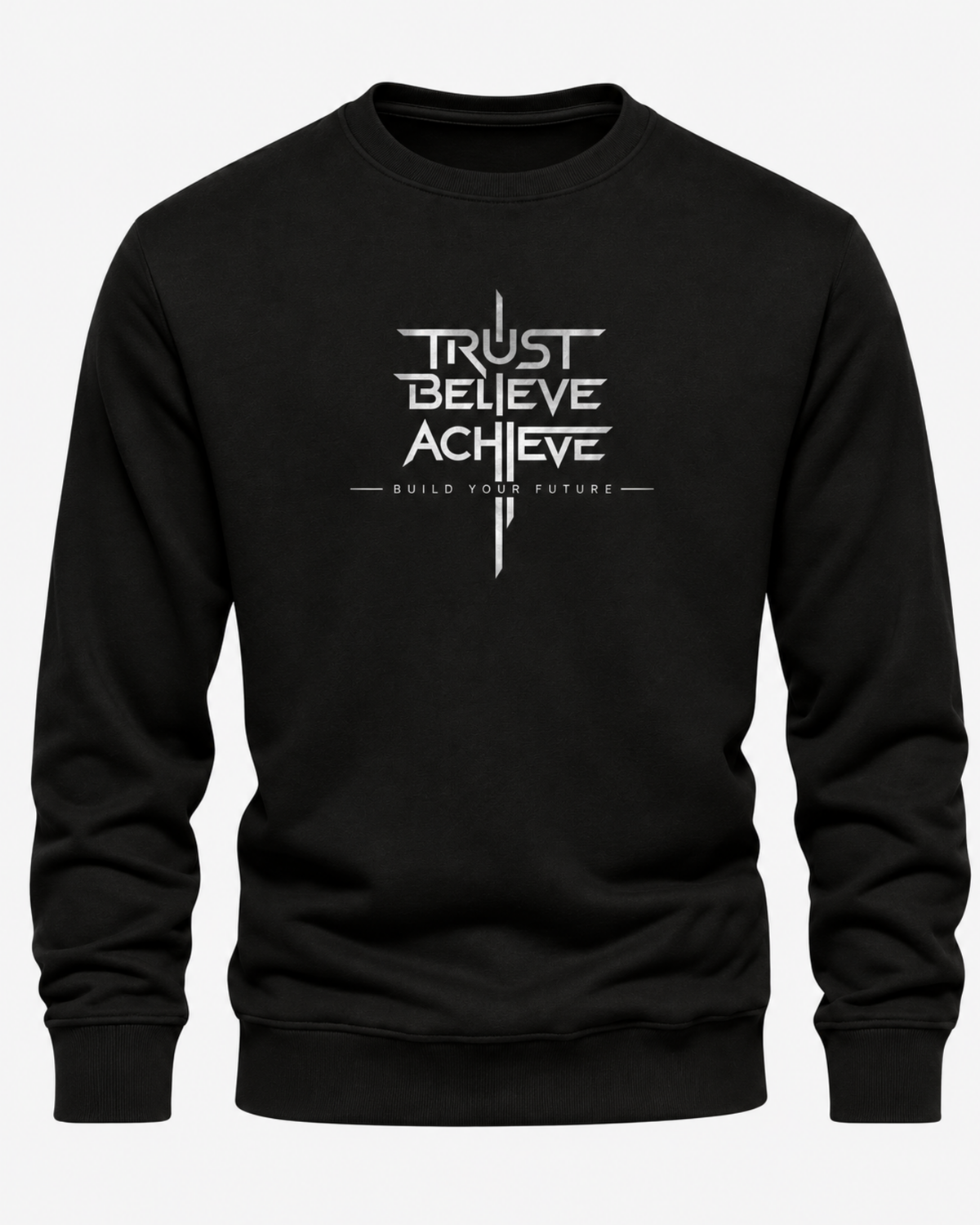 Black Men's Printed Sweatshirt – Warm and Stylish Fleece (Code 6062)