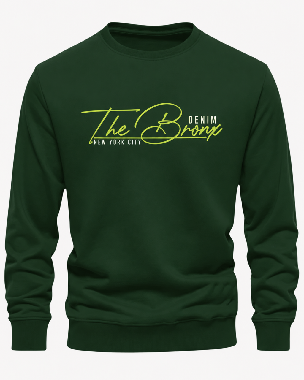 Bottle Green Men's Printed Sweatshirt – Warm and Stylish Fleece (Code 5989)