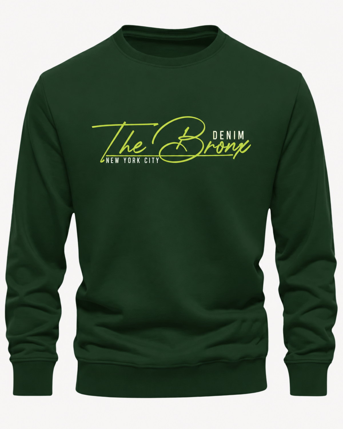 Bottle Green Men's Printed Sweatshirt – Warm and Stylish Fleece (Code 5989)