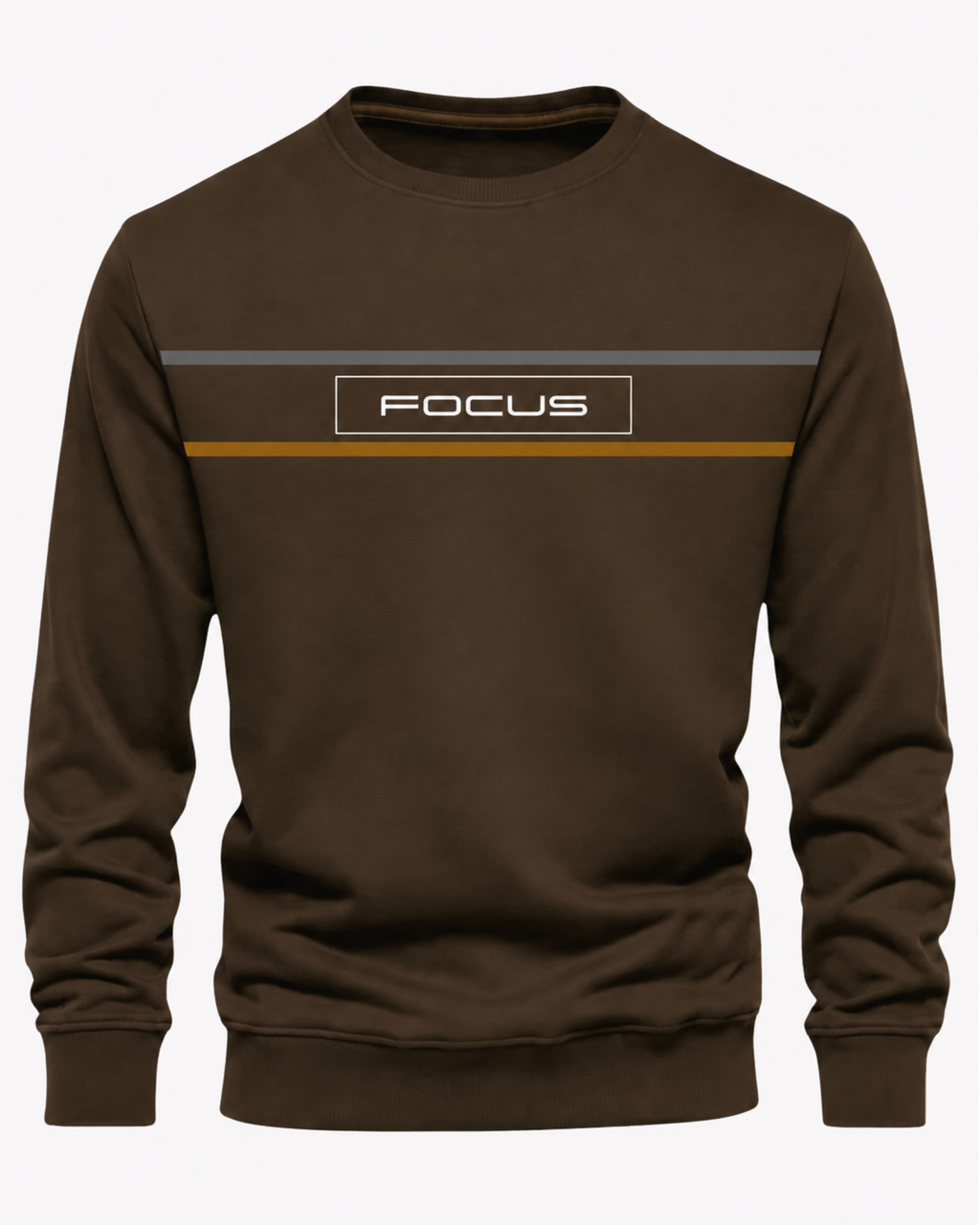 Dark Brown Men's Printed Sweatshirt – Warm and Stylish Fleece (Code 6044)