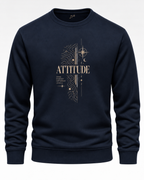 Navy Blue Men's Printed Sweatshirt – Warm and Stylish Fleece (Code 6045)