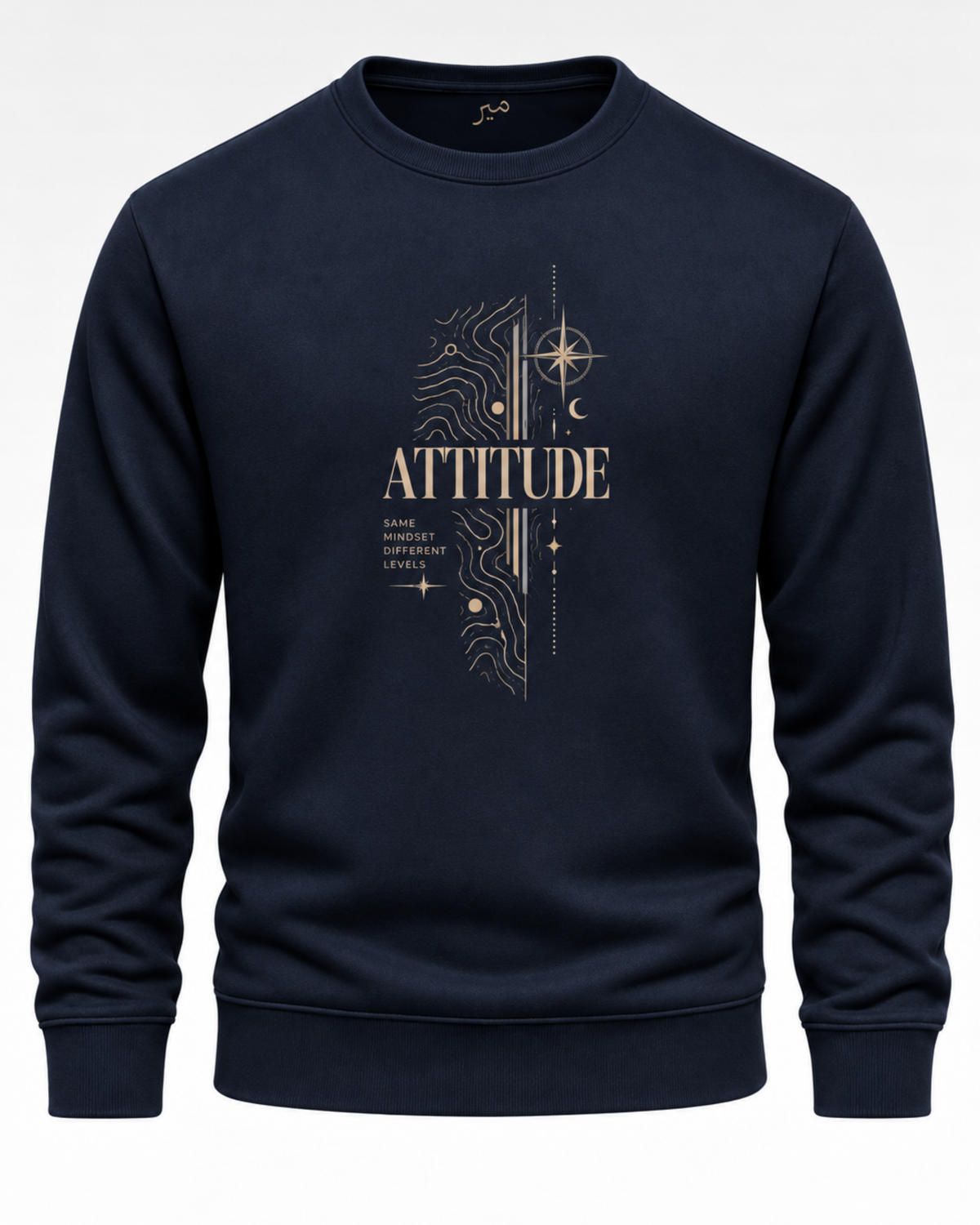 Navy Blue Men's Printed Sweatshirt – Warm and Stylish Fleece (Code 6045)