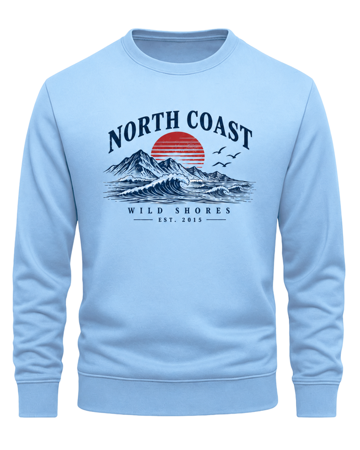 Sky Blue Men's Printed Sweatshirt – Warm and Stylish Fleece (Code 6047)