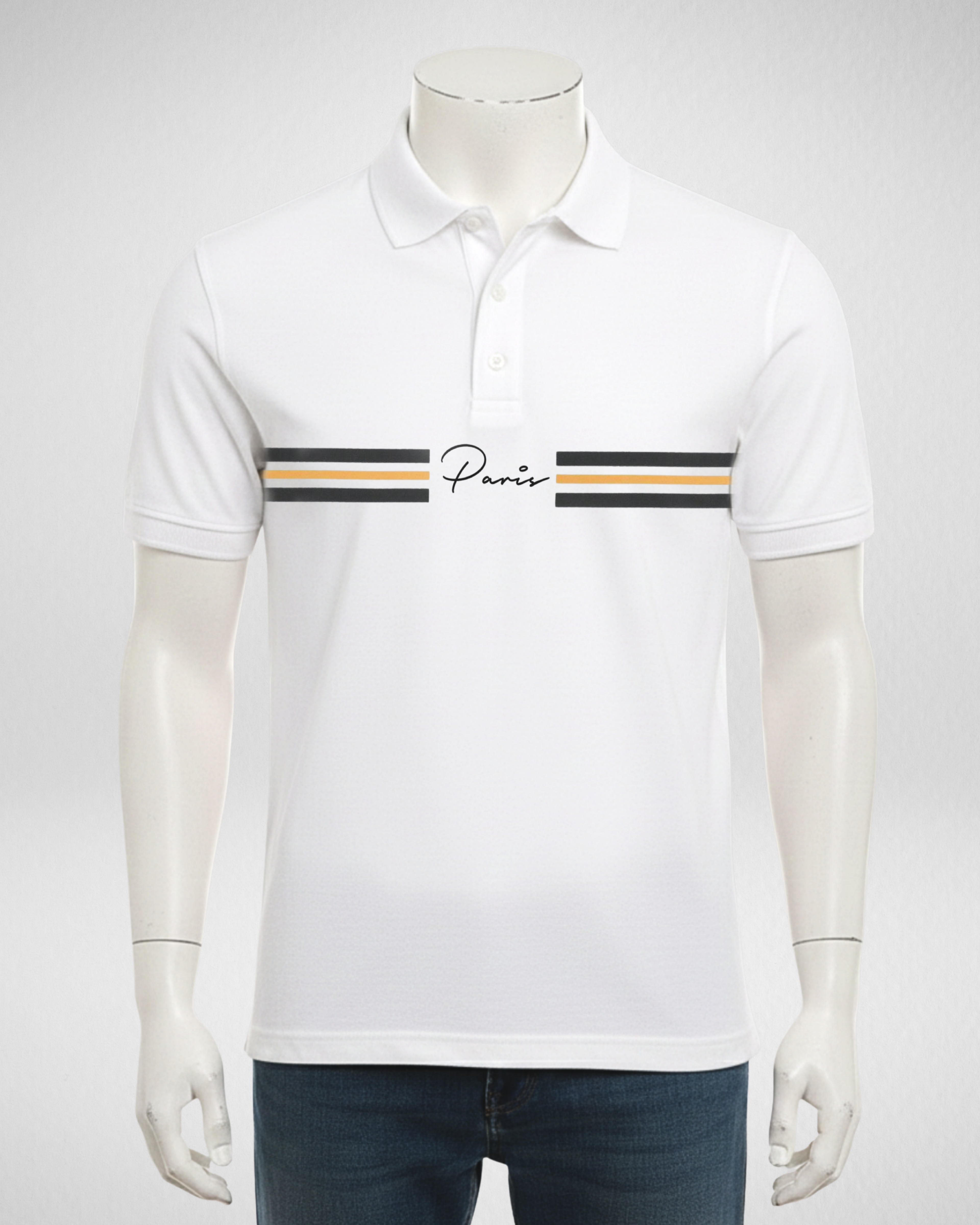 Paris Stripe | Polo | White (Code 4577)