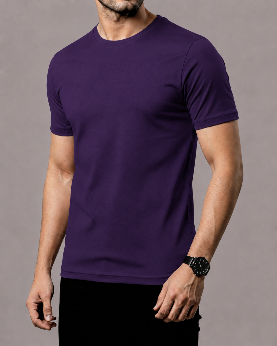 Purple Men’s Basic Tee – Jersey Fabric, Classic Fit, Everyday Comfort (Code 5467)