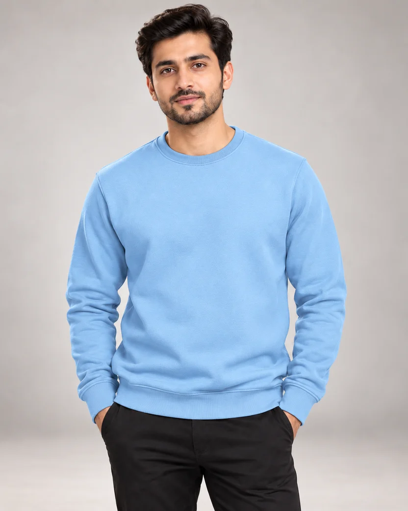 Sky Blue Men's Fleece Sweatshirt (Code 3035)