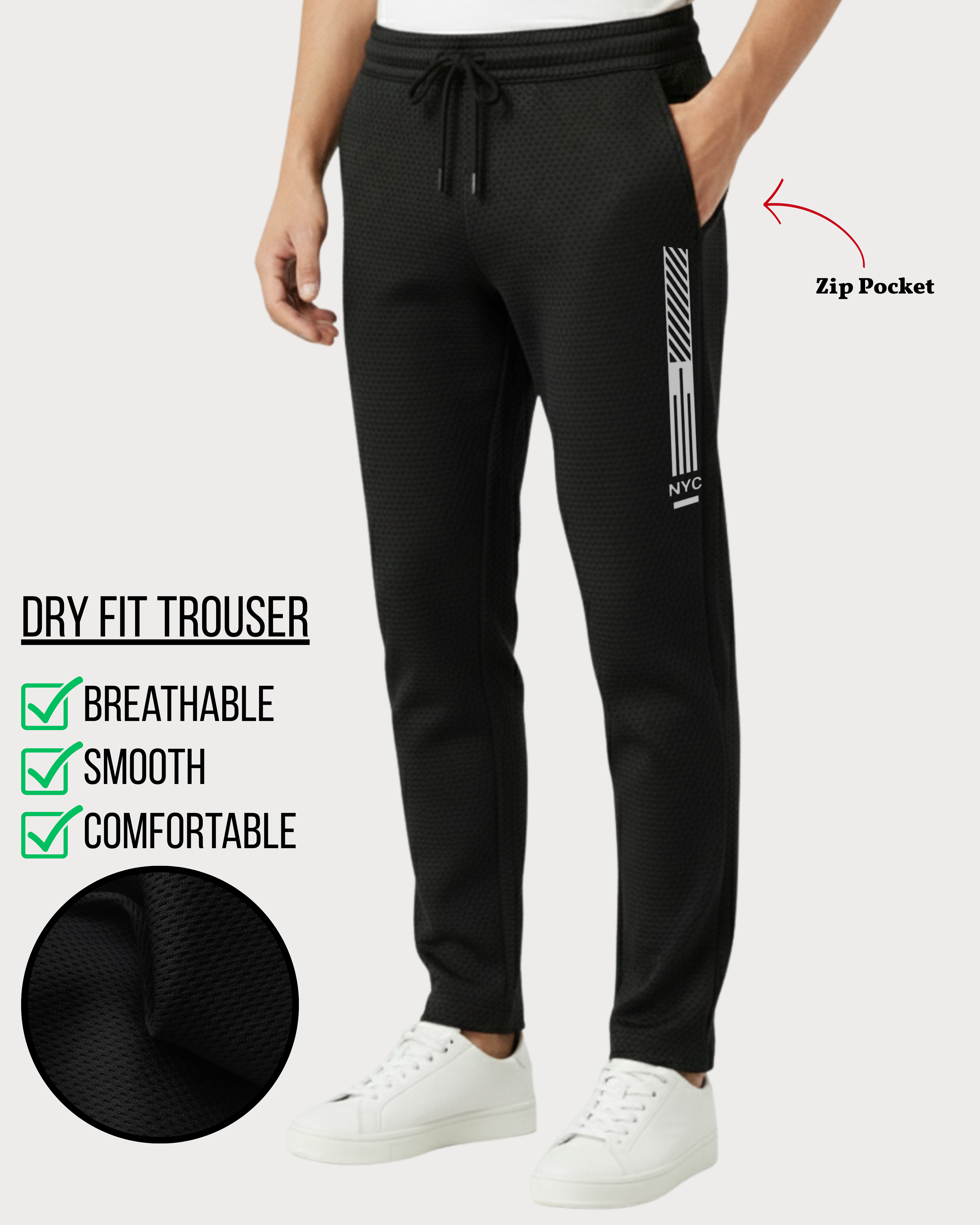 NYC | Dry Fit Trouser | Black (Code 4585)