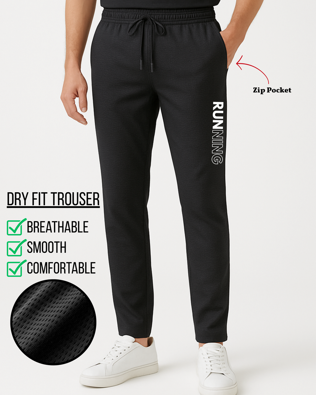 Running | Dry Fit Trouser | Black (Code 3513)