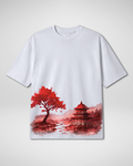 Premium | Printed Drop Shoulder | White | (Code 5084)