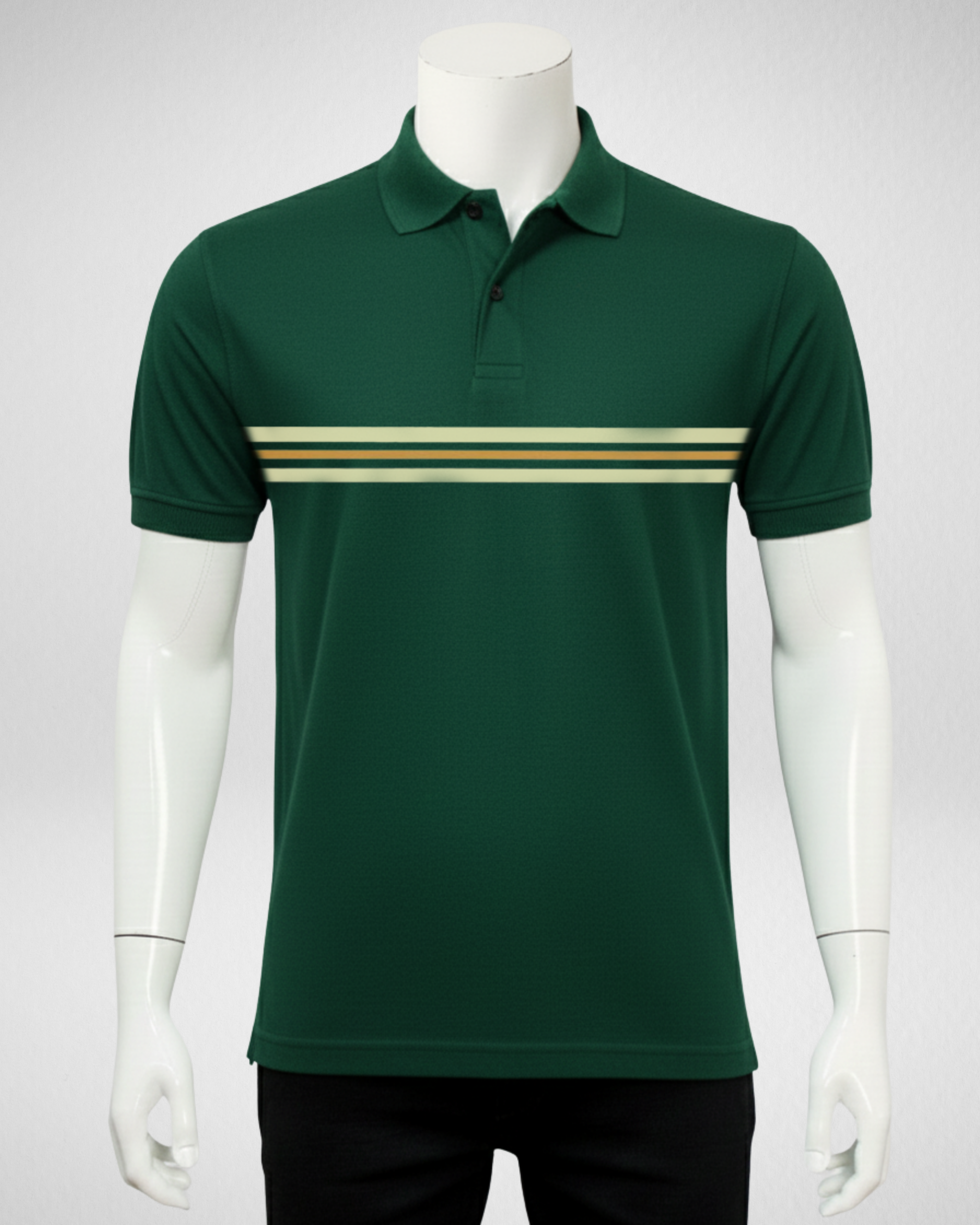 Horizontal Stripes | Polo | Bottle green (Code 4579)